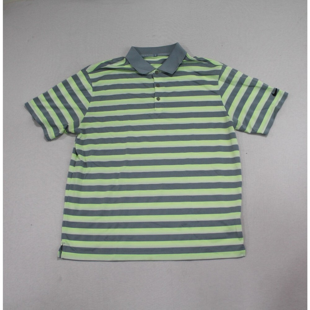 Nike Men Polo Shirt Gray Yellow Golf Casual Size XL